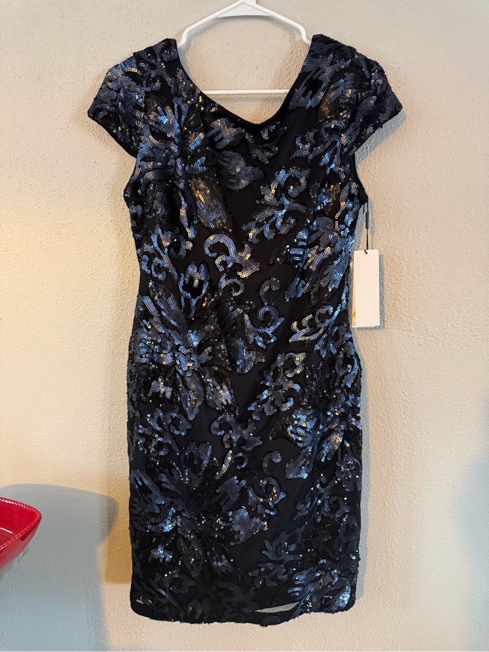 Calvin Klein size 10 Black Sequin Embellished Sheath Dress